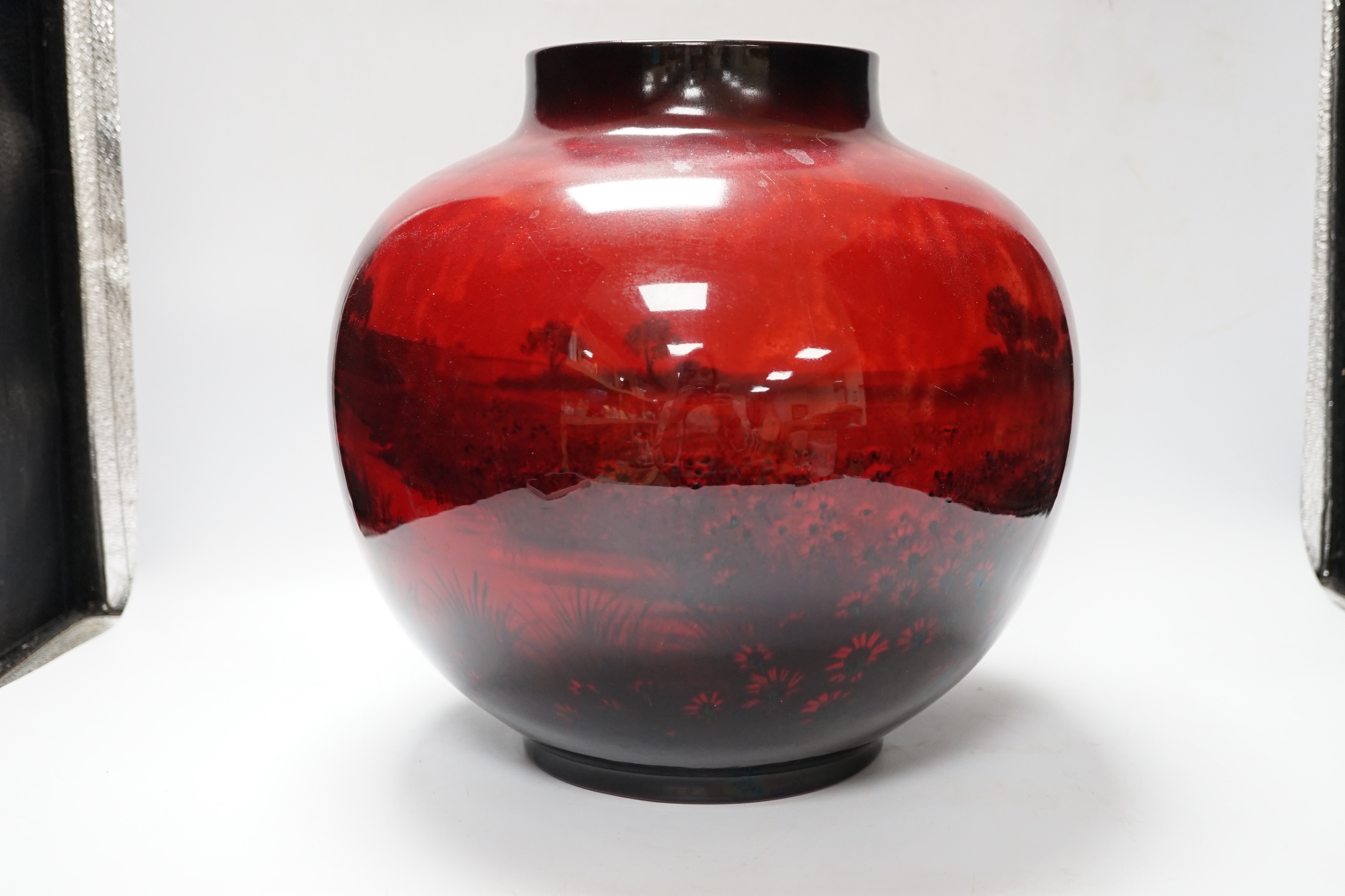 A large Royal Doulton flambé vase, 29cm